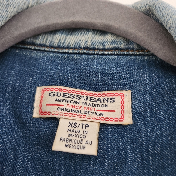 GUESS STUDDED VINTAGE DENIM JACKET SIZE XS - Picture 6 of 14